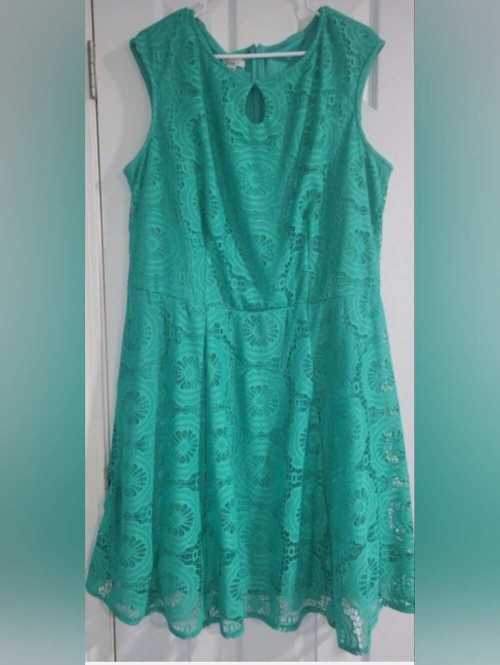 London Style Teal Lace Fit & Flare Dress
